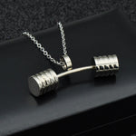 Titanium Stainless Steel Dumbbell Necklaces (Gold Black Color)