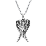 Antique Vintage Ancient Stainless Steel Pendant Angel Wings Necklace