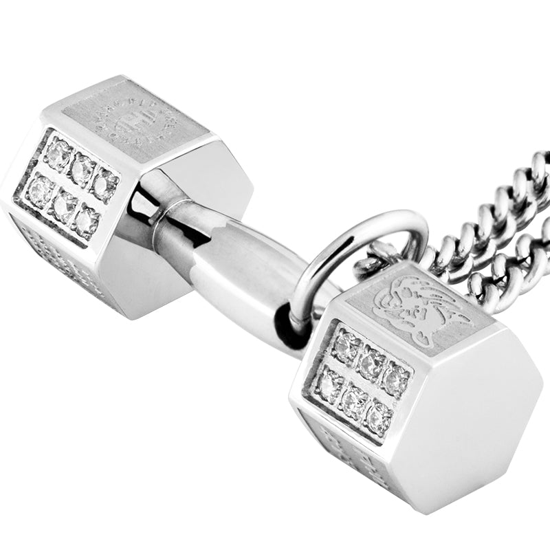 High Quality Dumbbell NecklacesI nlay Artificial Zircon Stainless Steel