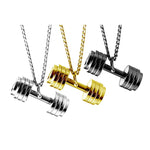 Stainless Steel Dumbbell Pendant Necklaces (Black,Gold&Silver)