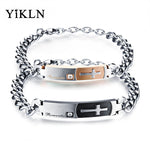 Stainless Steel AAA Cubic Zirconia Women & Men Couple Bracelet & Bangle Romantic Cross Link Bracelet